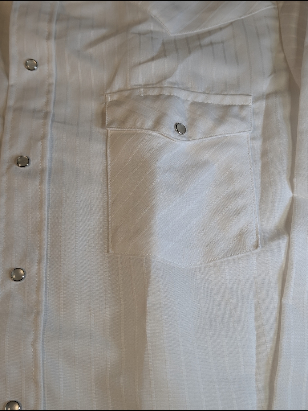 Vintage H Bar C Western Shirt Mens White Tonal Stripe Pearl XL - Picture 4 of 8